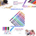 Sorunsuz Lucid Barrel 12 Renkli Çizgi Hava Silinebilir Kalem Yazma